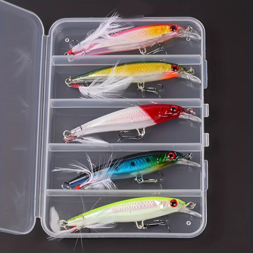 Fishing Hook Treble - เหยื่อตกปลาเลเซอร์ 3 มิติ รูปทรงปลาไบโอนิค 5 ชิ้น/กล่อง