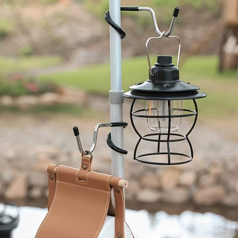 Fishing Hook - ตะขอแขวนโคมไฟสแตนเลสแบบพกพา สำหรับเสาเต็นท์ โคมไฟล่าสัตว์ ตกปลา ตะขอแขวนโคมไฟแบบไม่ต้องเจาะ สำหรับระเบียง