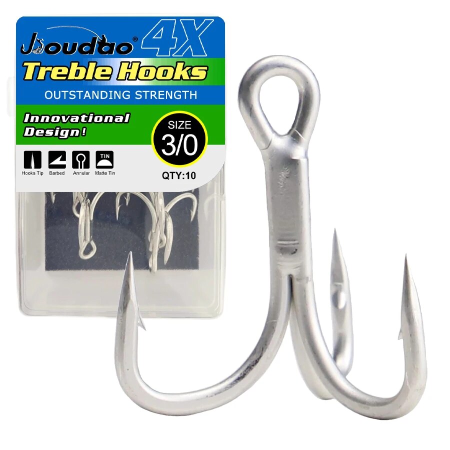 Fishing Hook Barbless - ตกปลา TREBLE Hooks เหล็กคาร์บอนสูง 4X Strong