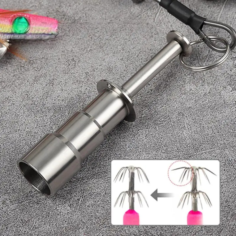Fishing Hook Jig - 1 ชุดอุปกรณ์ปรับแต่งตะขอเบ็ดตกปลาหมึกสแตนเลส, ช่วยคืนรูปตะขอเบ็ดที่เสียรูป, อุปกรณ์ตกปลาแบบพกพาน้ำหนักเบา