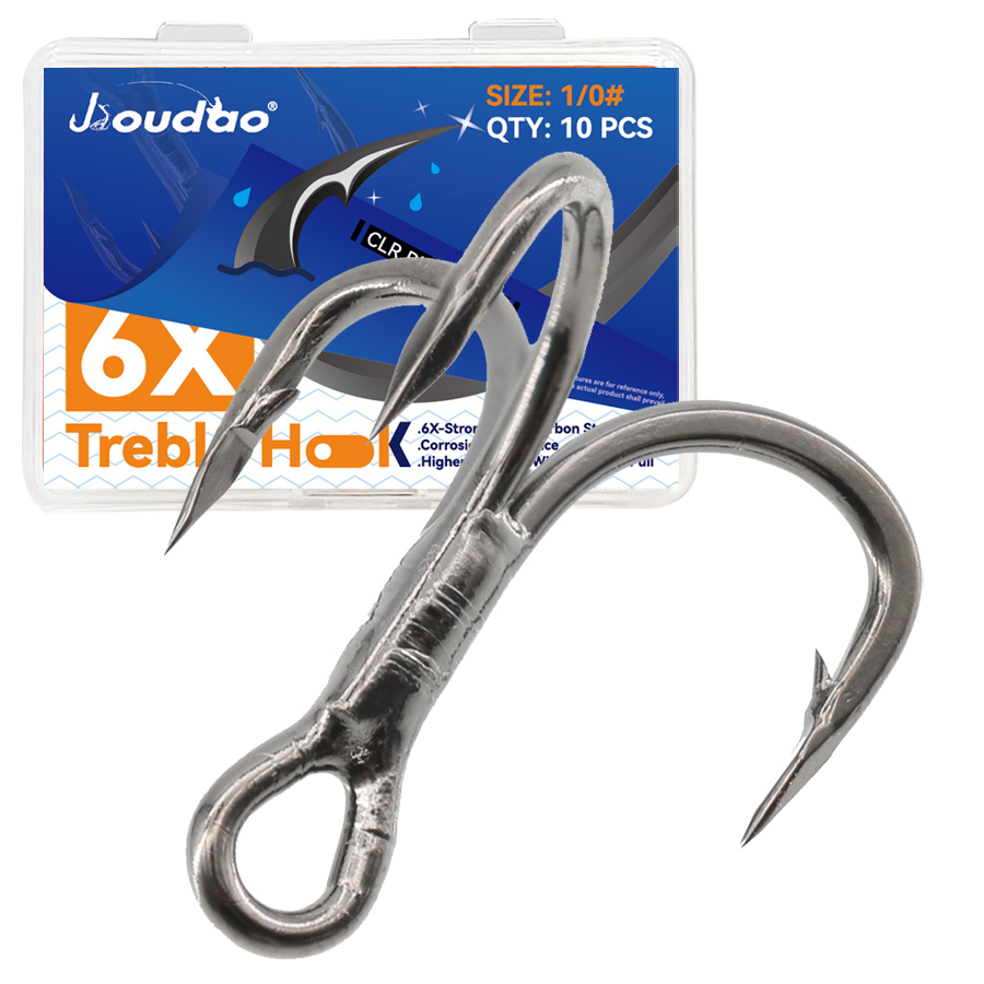 Fishing Hook Barbless - 6X ประมง ตะขอแหลม 10 ชิ้น เบ็ดตกปลาสามชั้นสําหรับการตกปลาเกมใหญ่
