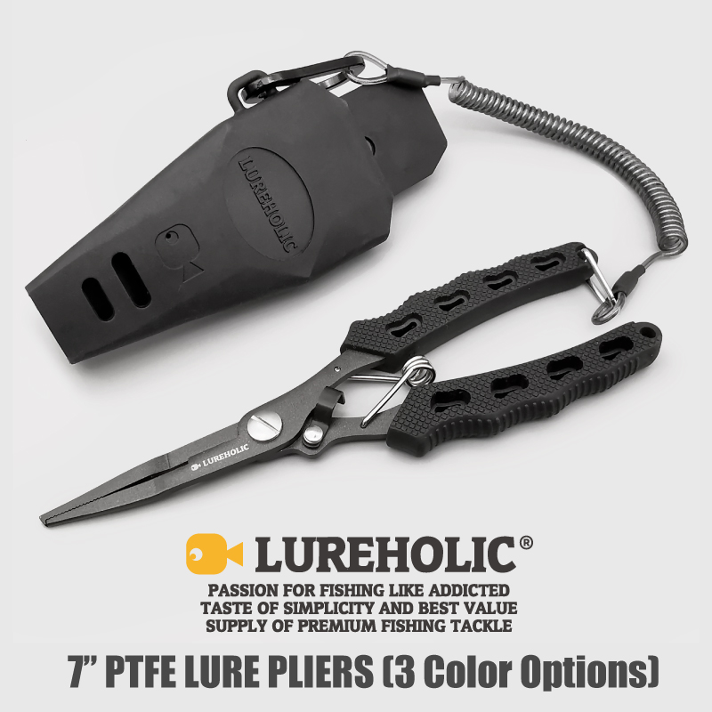 Fishing Hook Sharpener - Lureholic 7 ”คีมตกปลาเคลือบ PTFE, 18ซม./72กรัม, ถอดตะขอ,
