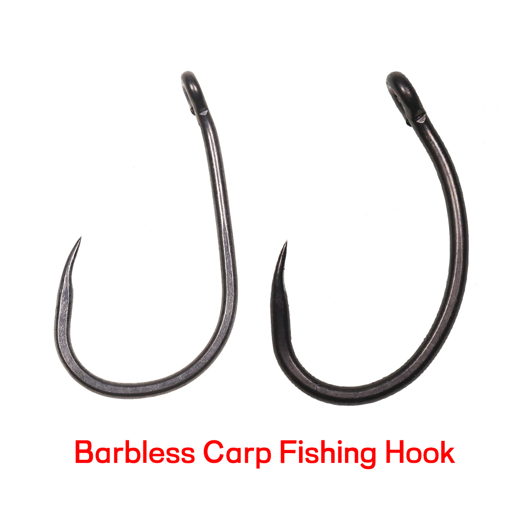 เบ็ดตกปลาคาร์พสีดำด้าน 50 ชิ้น - Fishing Hook Barbless บทวิจารณ์และราคา